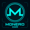 Monero XMR logo, turquoise cyan, geometric sci-fi style